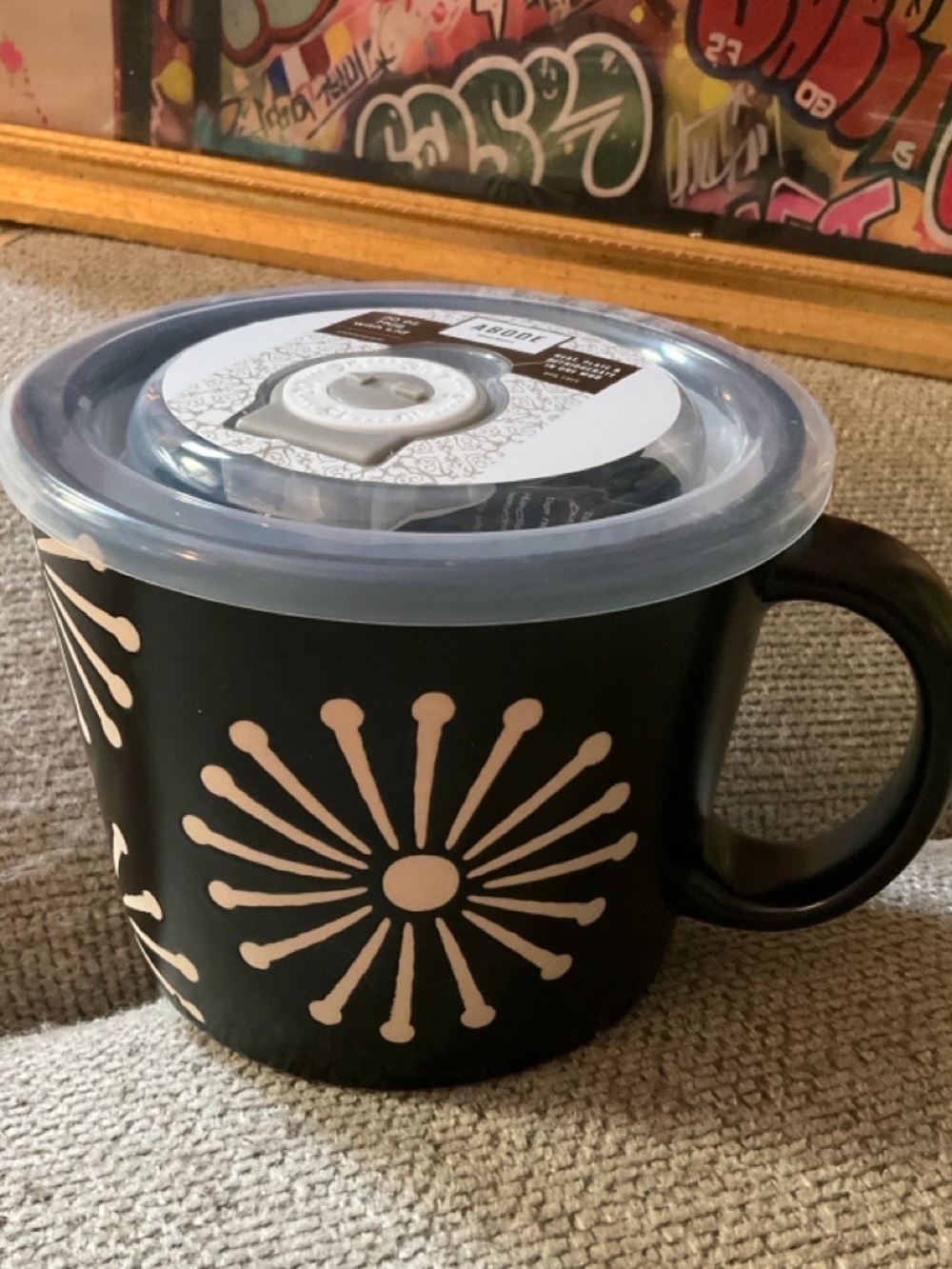 Abode Gray Stoneware Travel Mug with Clear Lid